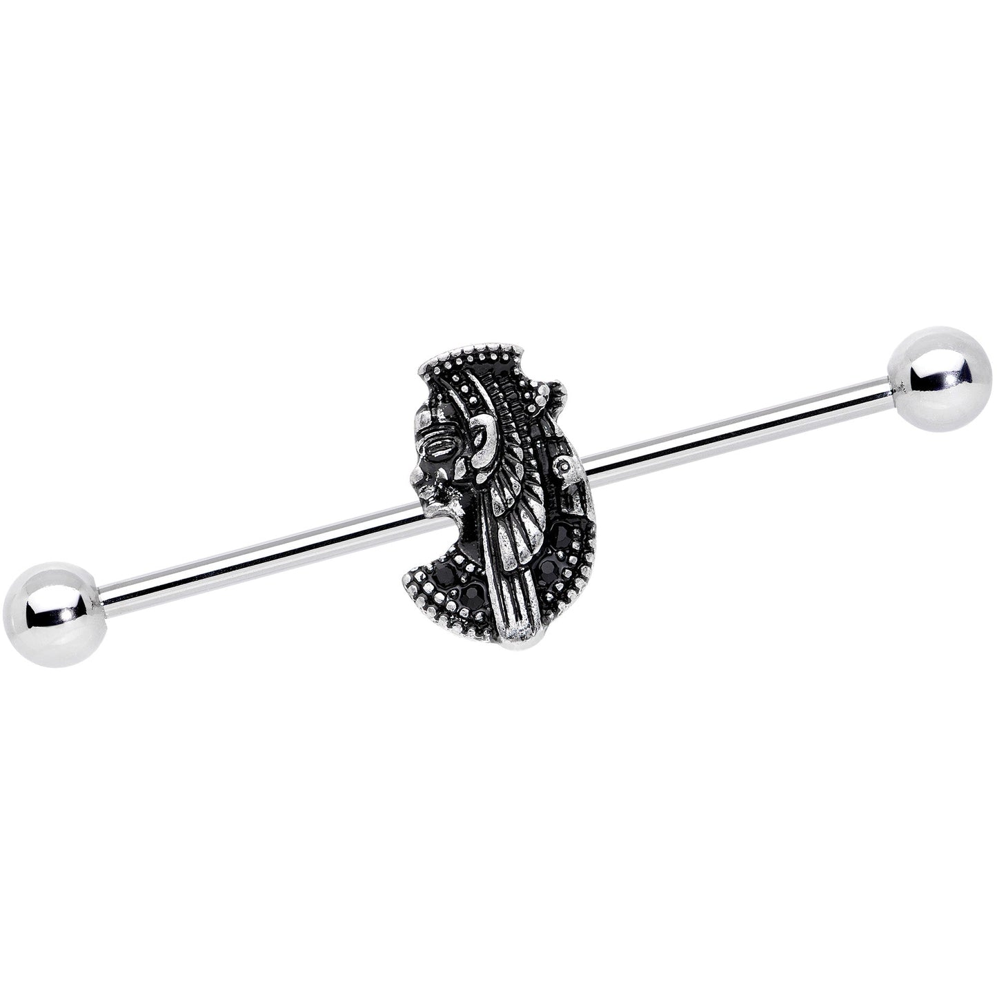 14G Black Gem Cleopatra Anubis Industrial Barbell 38mm
