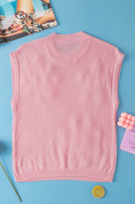 Hannah Crochet Flower Knit Short Sleeve Sweater To
