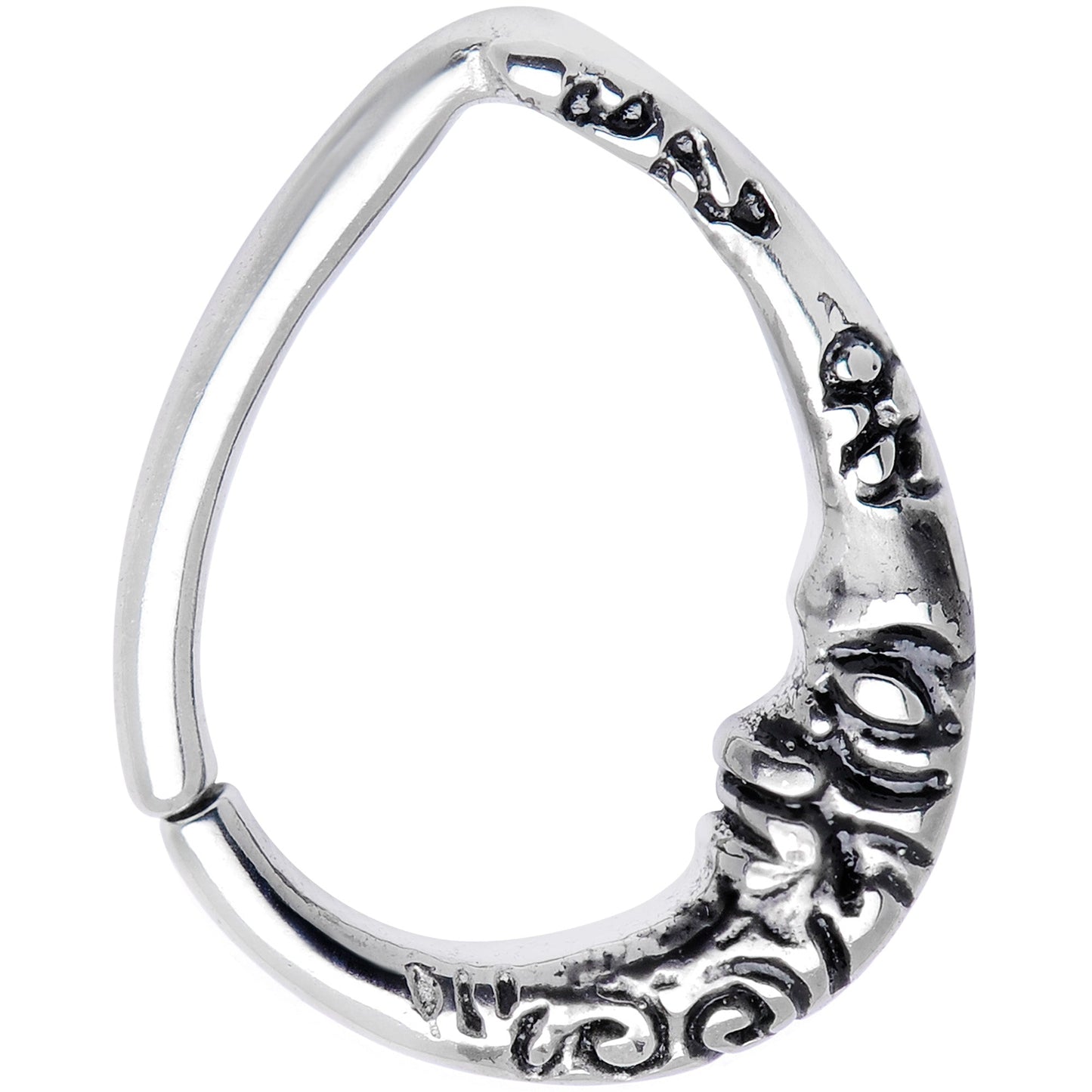 16G 1/2 Man in the Crescent Moon Teardrop Closure Ring