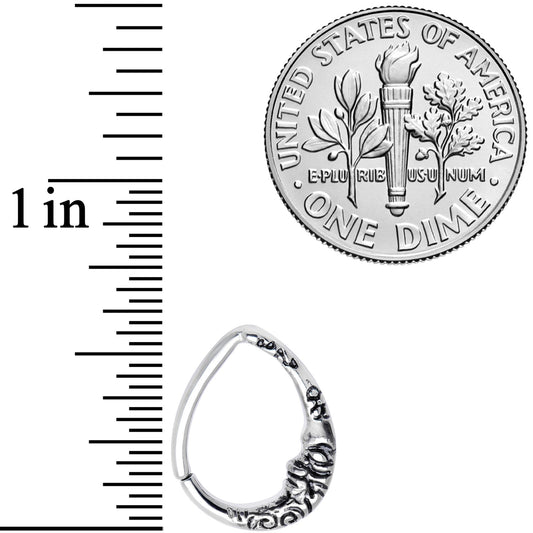 16G 1/2 Man in the Crescent Moon Teardrop Closure Ring