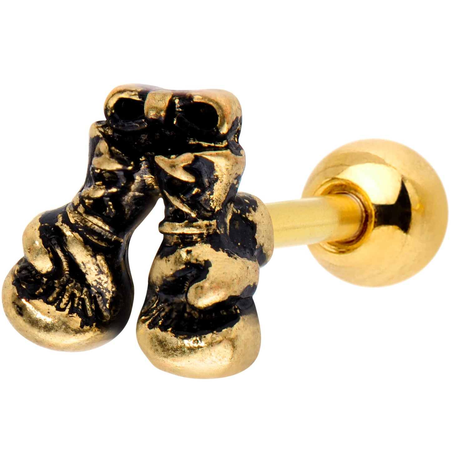 16G 1/4 Gold Tone Boxing Gloves Cartilage Tragus Earring