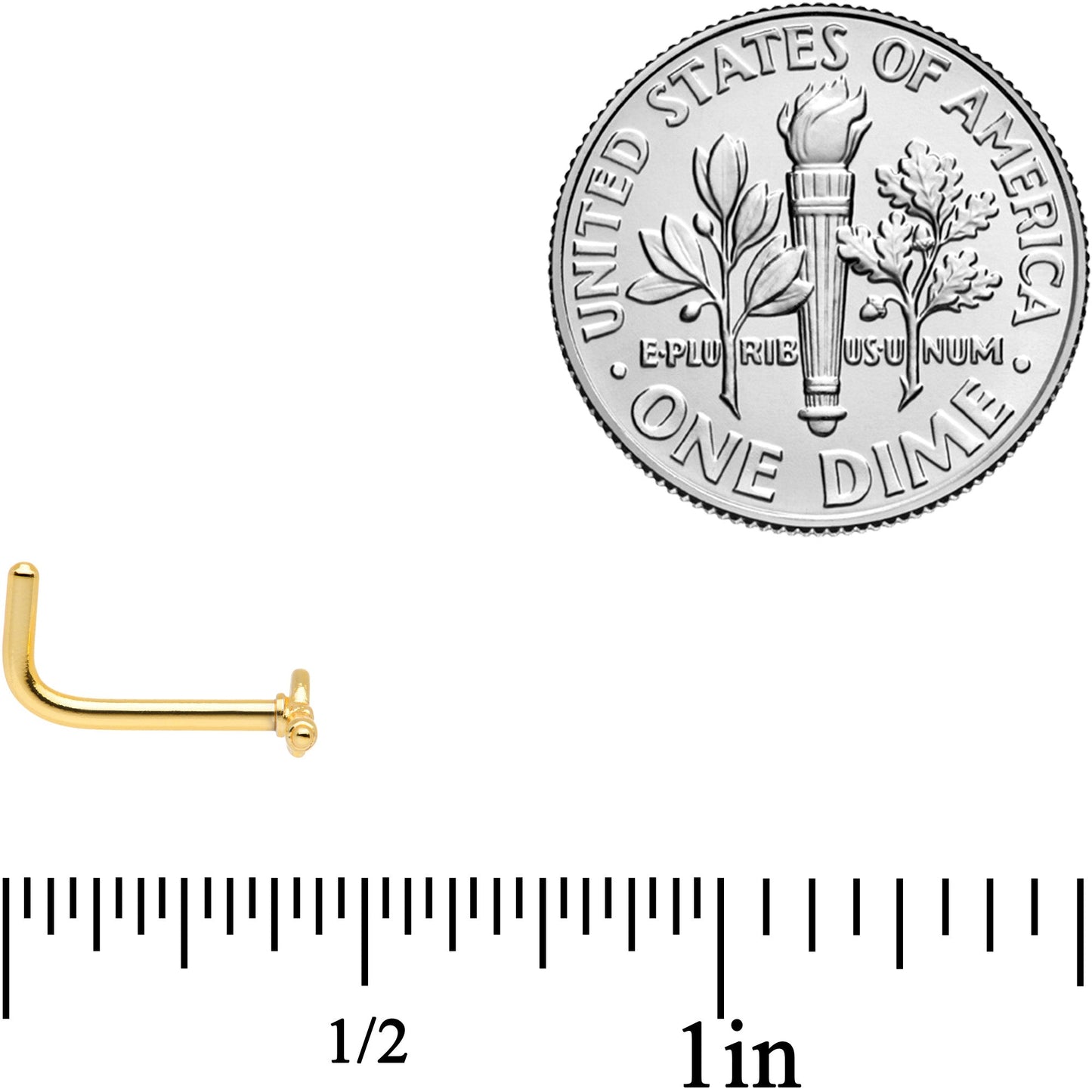 18G 5/16 Gold Tone Key to Your Heart L Shaped Nose Ring