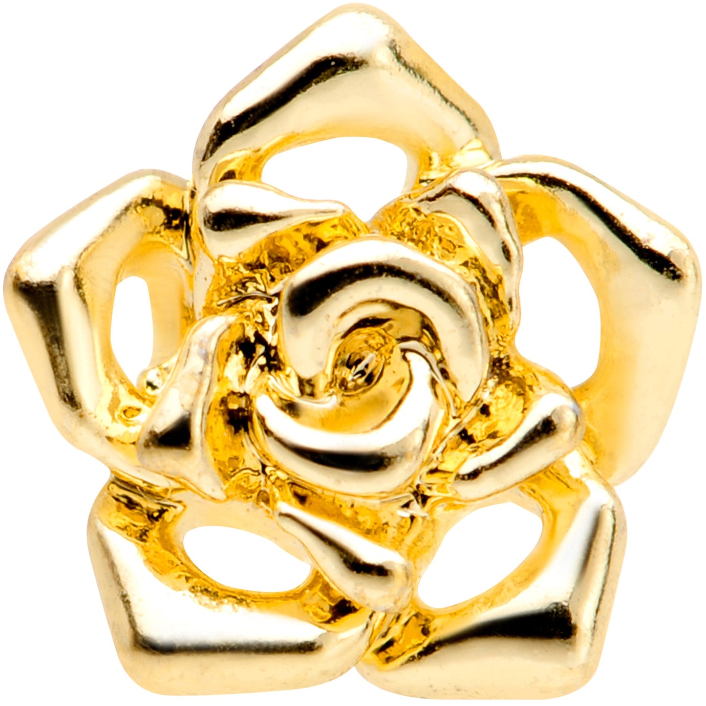 16G 1/4 Gold Tone Openwork Rose Flower Cartilage Tragus Earring