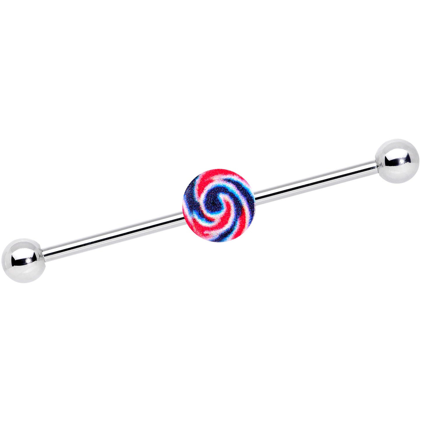 14G Red Blue Candy Swirl Industrial Barbell 38mm