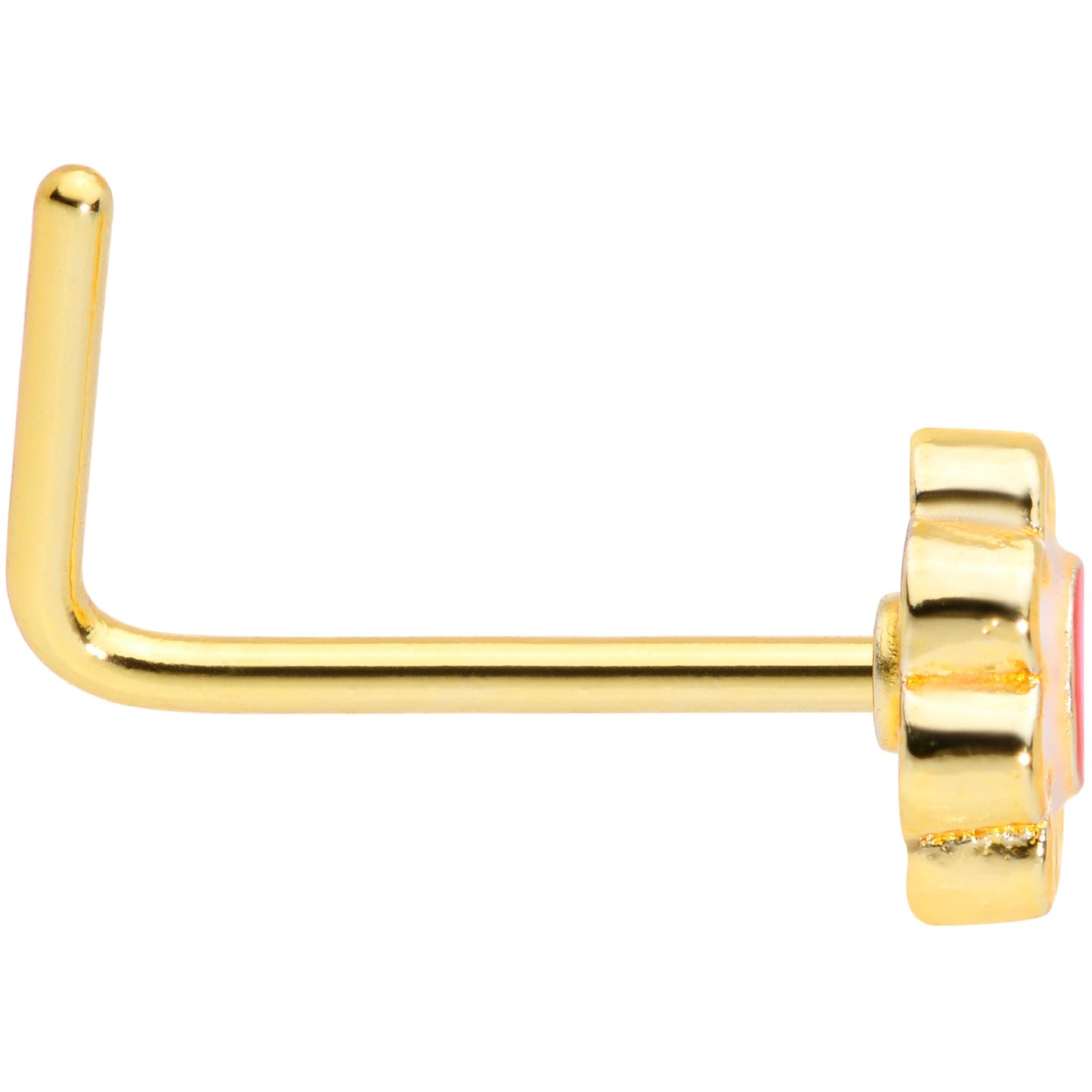 22G 1/4 Gold Tone Spring Flower L Shaped Nose Ring