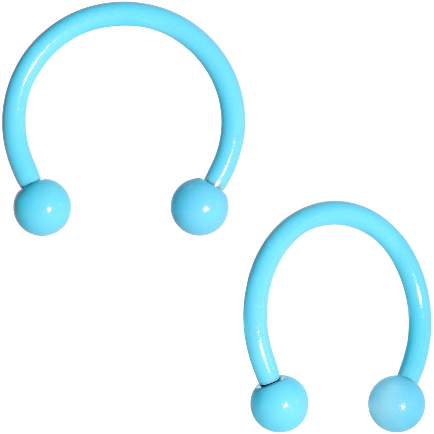 16G 3/8 Light Blue Glow in the Dark Horseshoe Curved Barbell Set