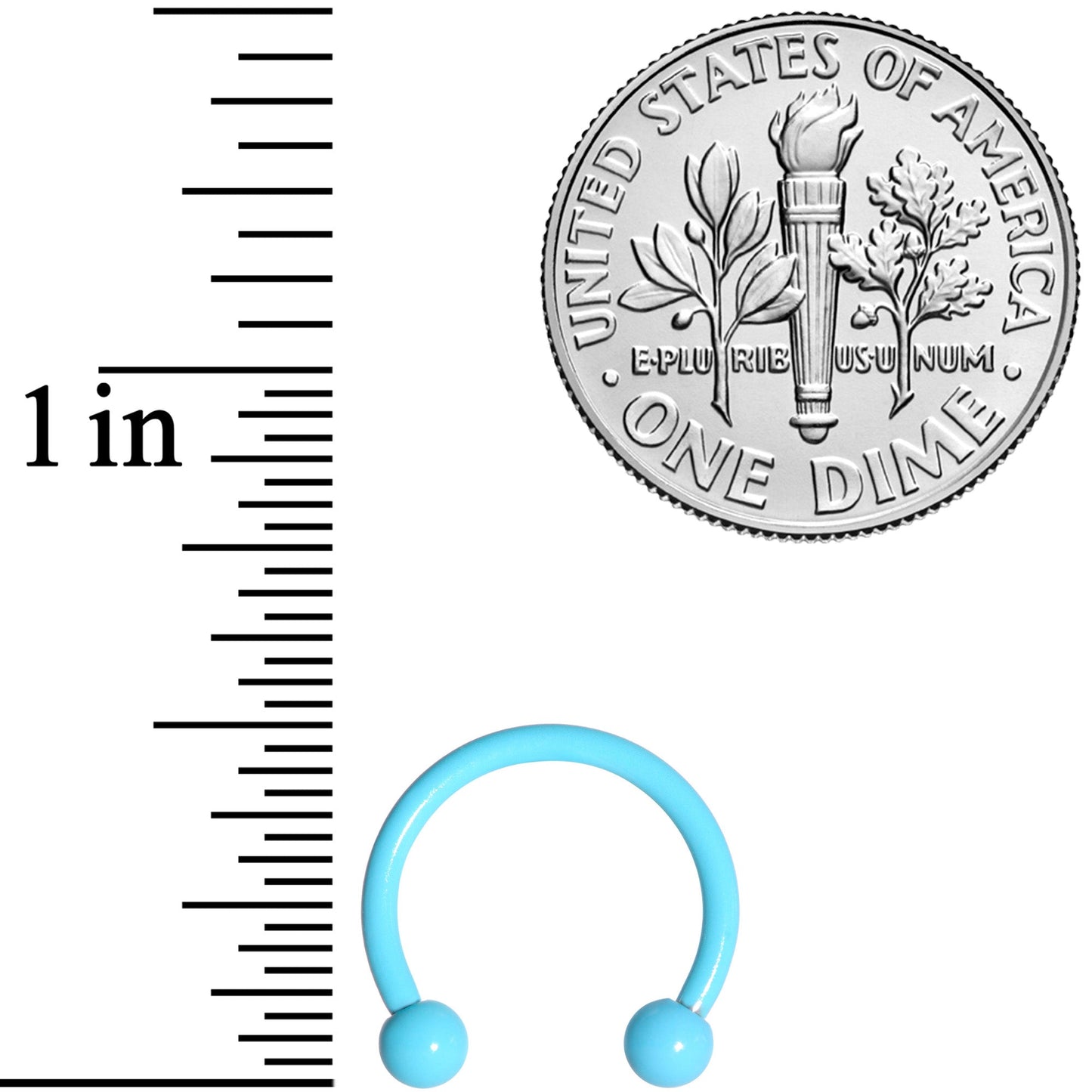 16G 3/8 Light Blue Glow in the Dark Horseshoe Curved Barbell Set