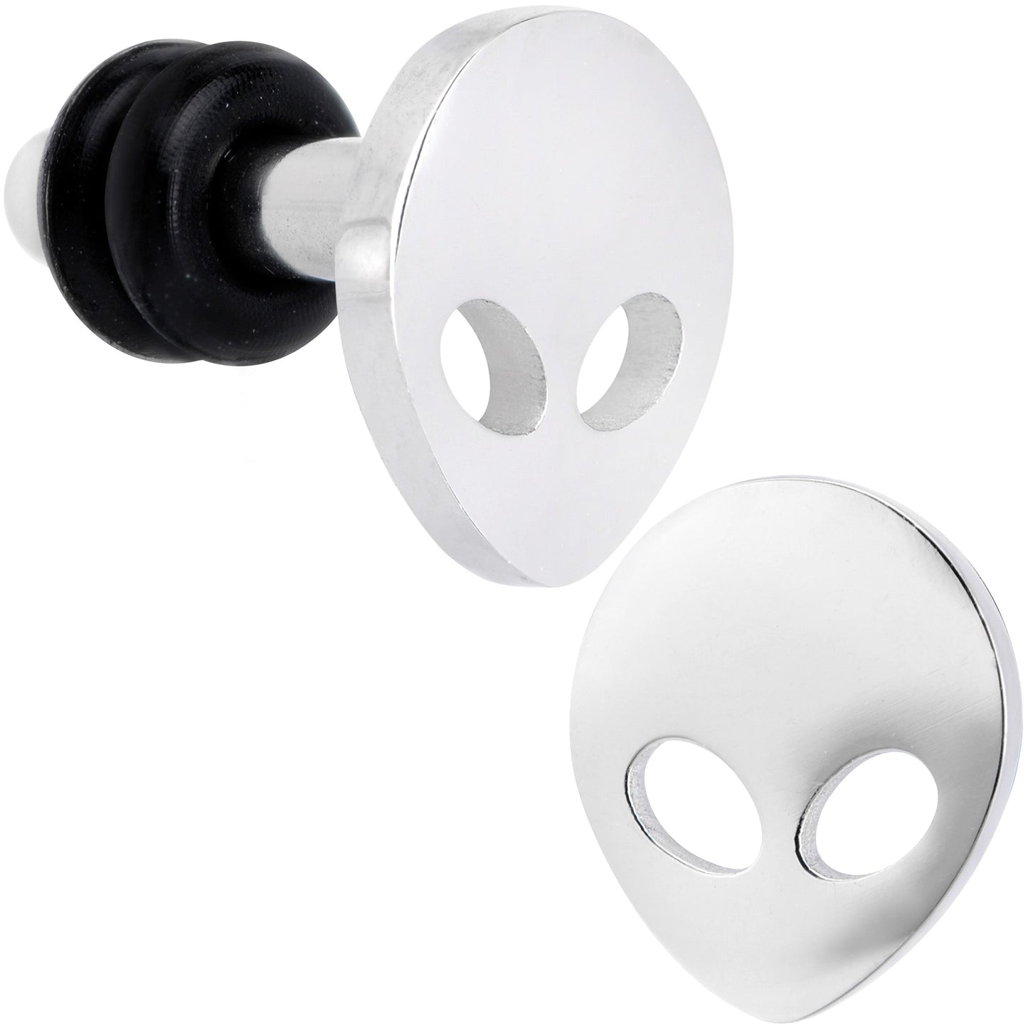 Steel Space Alien Single Flare Plug Set 14G to 2G