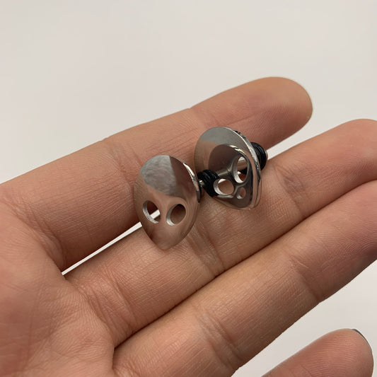 Steel Space Alien Single Flare Plug Set 14G to 2G