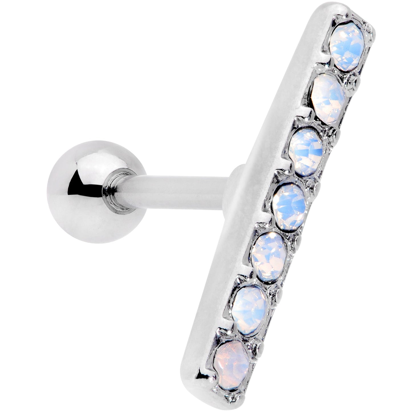 16G 5/16 White Faux Opal Strip Cartilage Tragus Earring