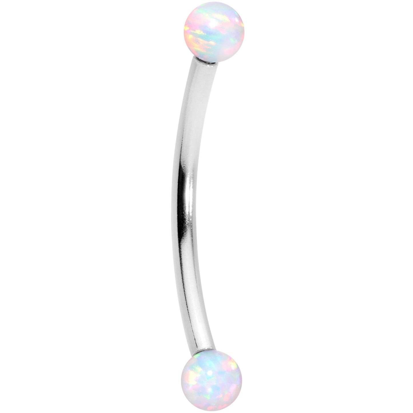 16G 9/16 3mm White Synthetic Opal Curved Barbell