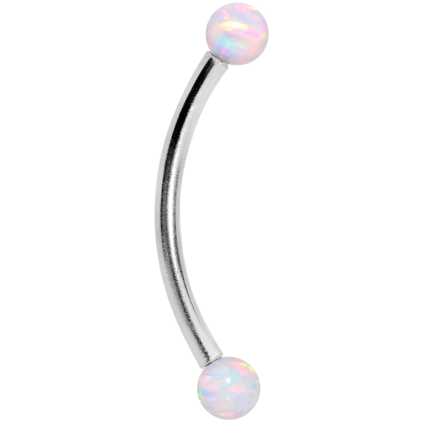 16G 9/16 3mm White Synthetic Opal Curved Barbell