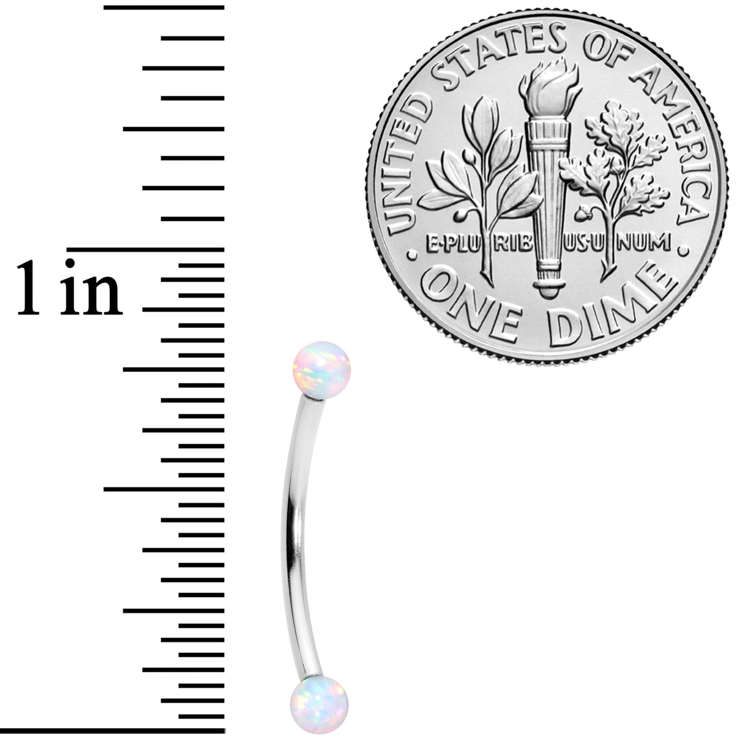 16G 9/16 3mm White Synthetic Opal Curved Barbell