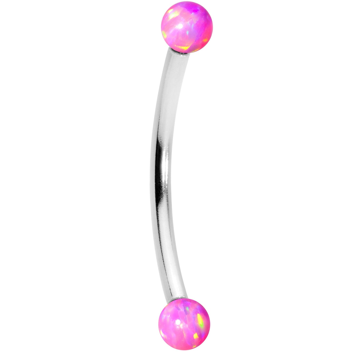 16G 9/16 3mm Pink Synthetic Opal Curved Barbell