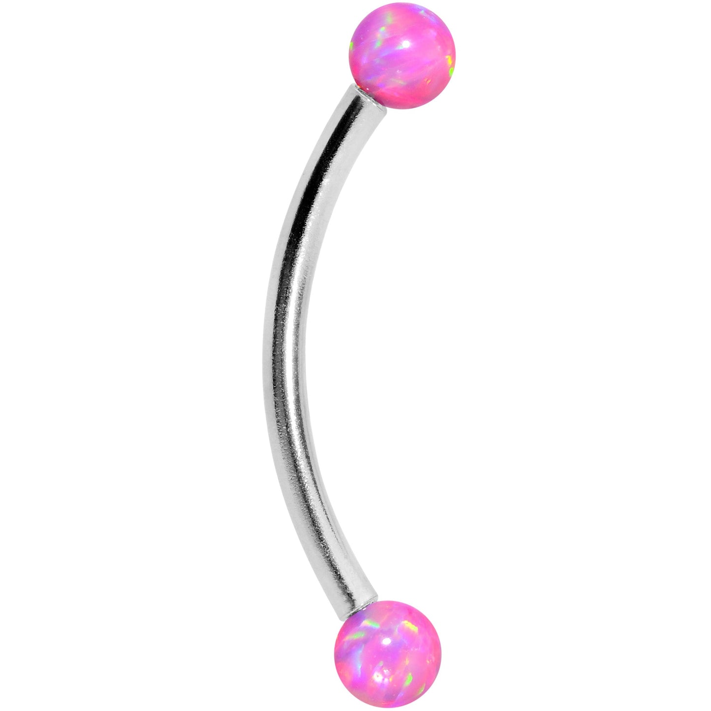 16G 9/16 3mm Pink Synthetic Opal Curved Barbell