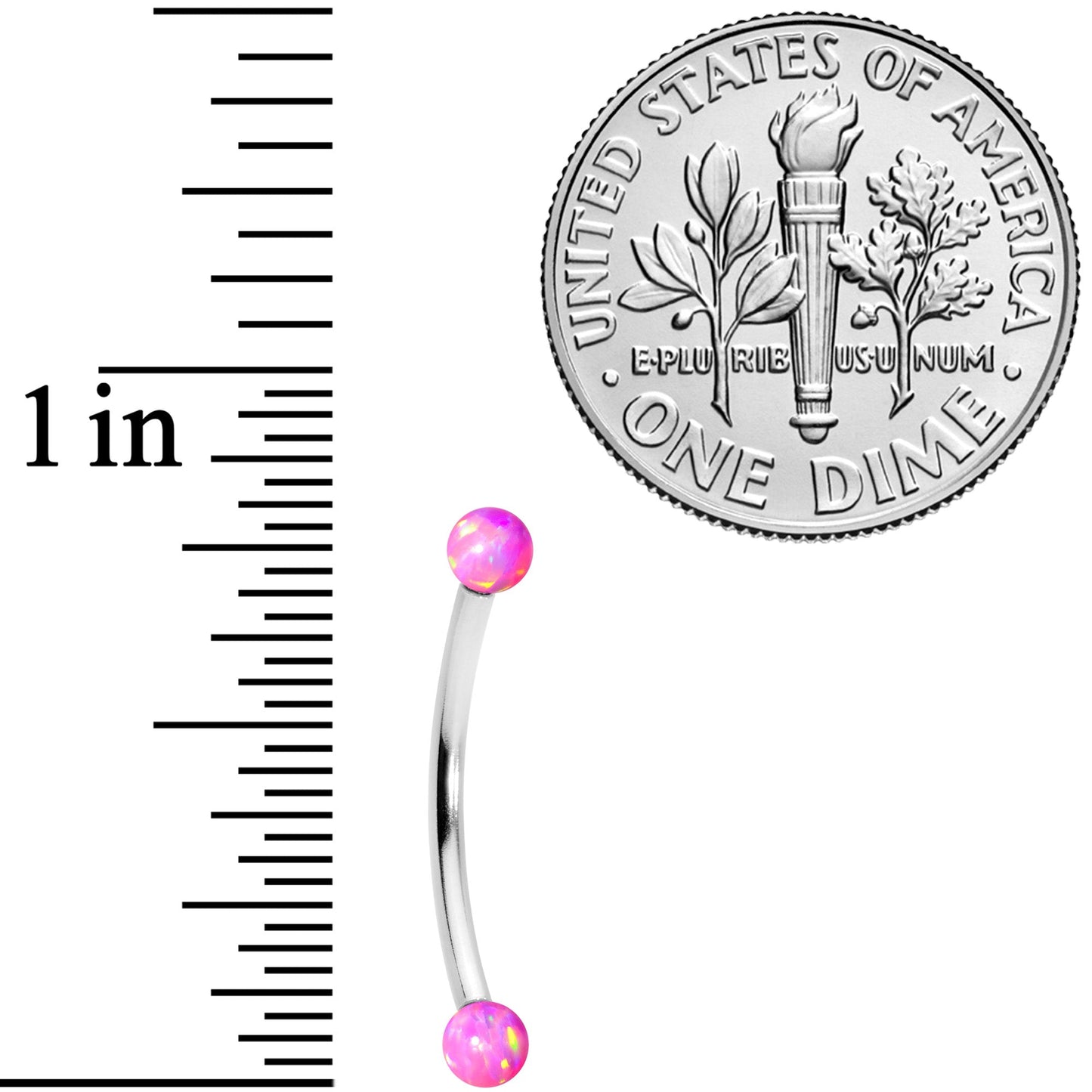 16G 9/16 3mm Pink Synthetic Opal Curved Barbell