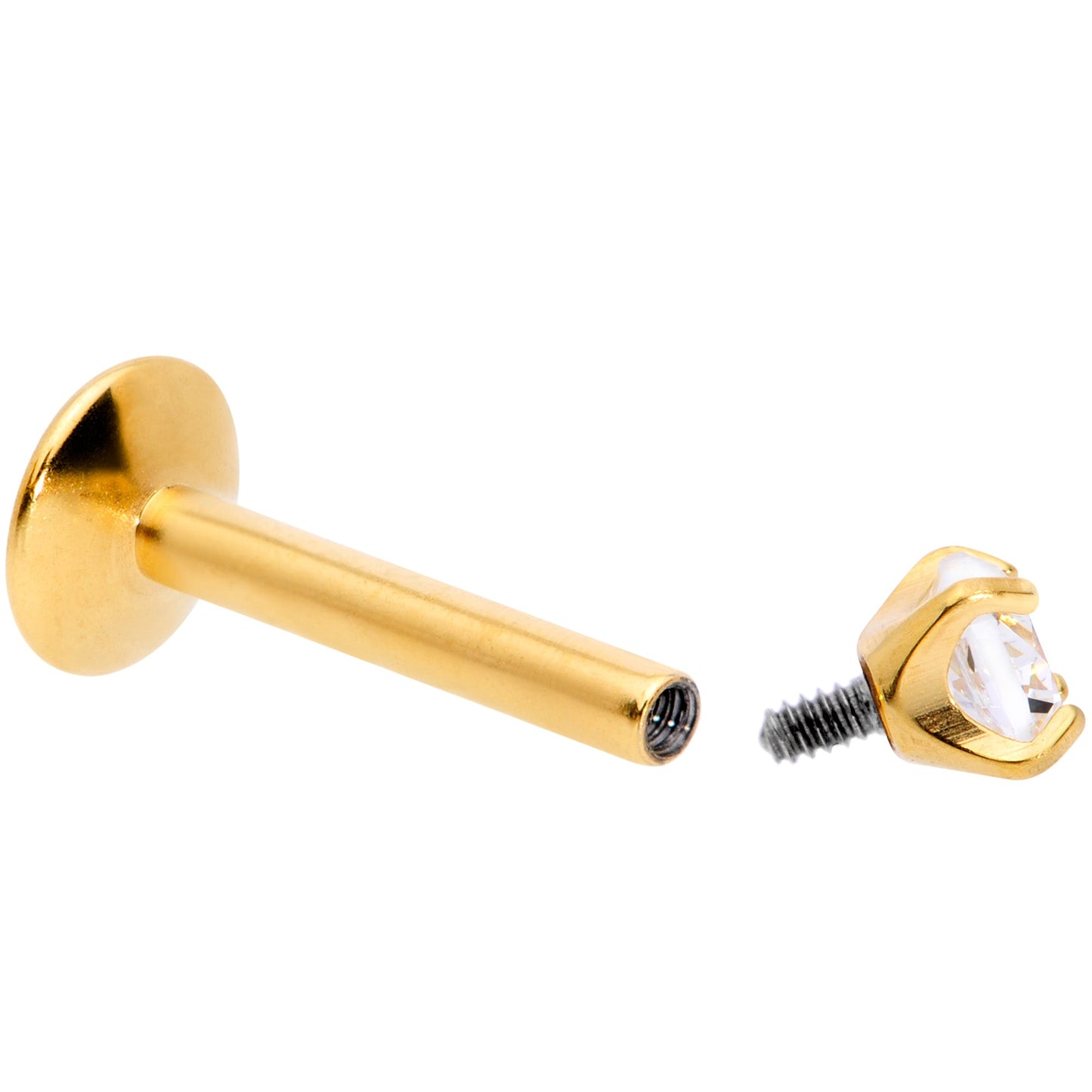 16G 5/16 3mm CZ Gold Tone G23 Titanium Internal Thread Labret