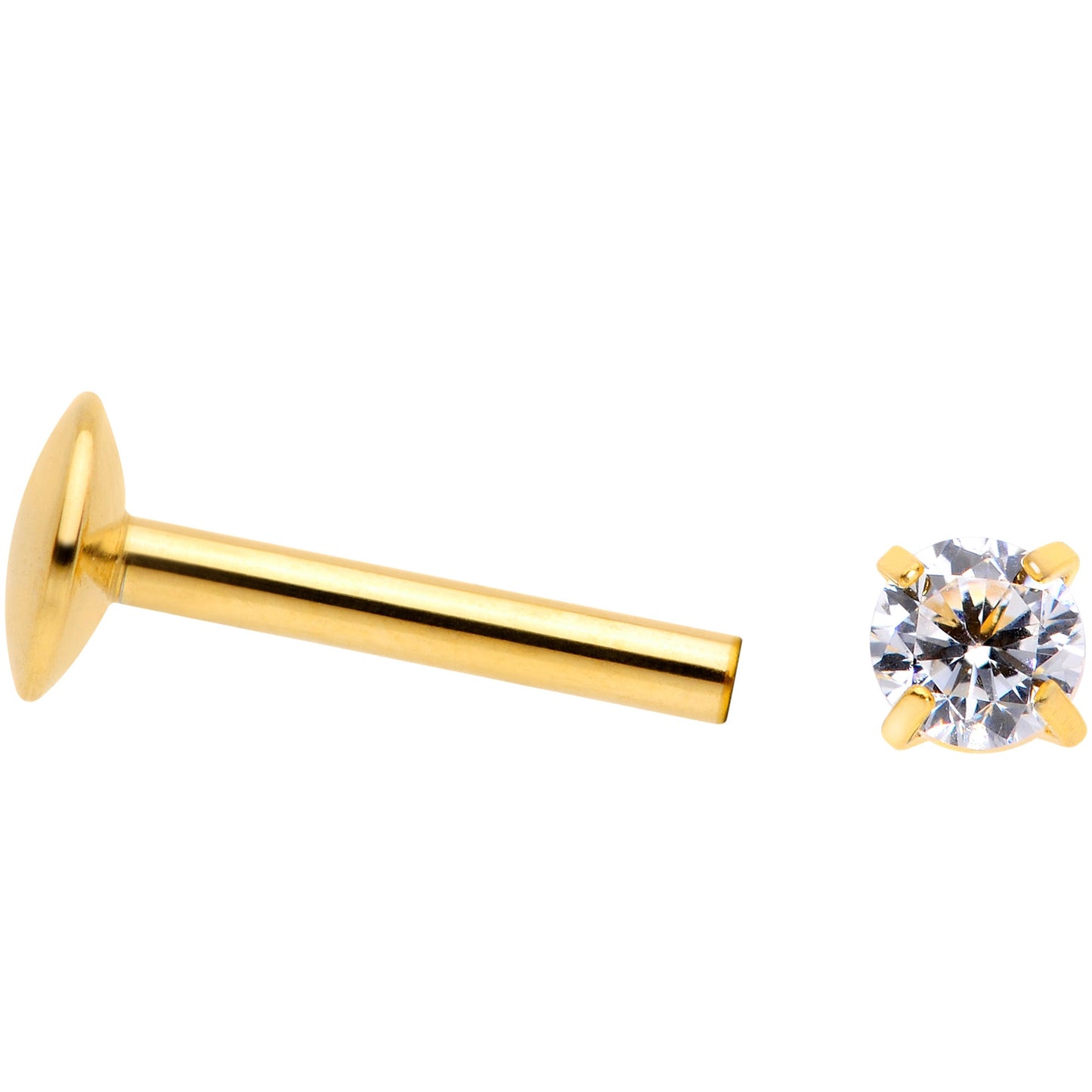 16G 5/16 3mm CZ Gold Tone G23 Titanium Internal Thread Labret
