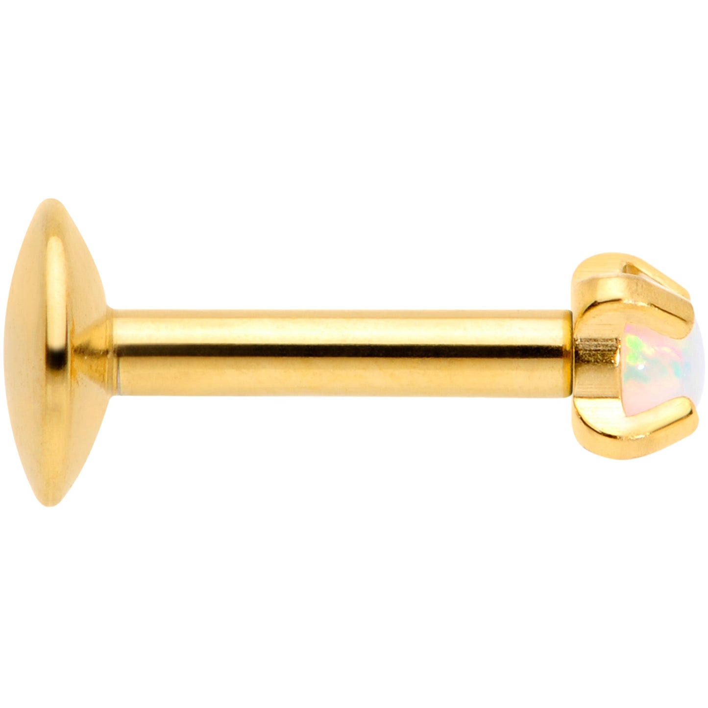 16G 1/4 2mm Syn Opal Gold G23 Titanium Internal Thread Labret