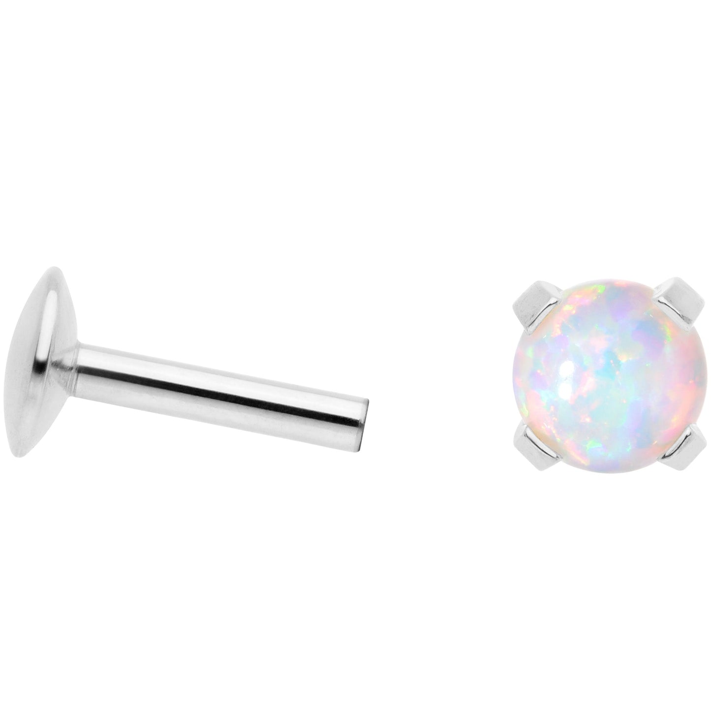 16G 1/4 4mm White Syn Opal G23 Titanium Internal Thread Labret