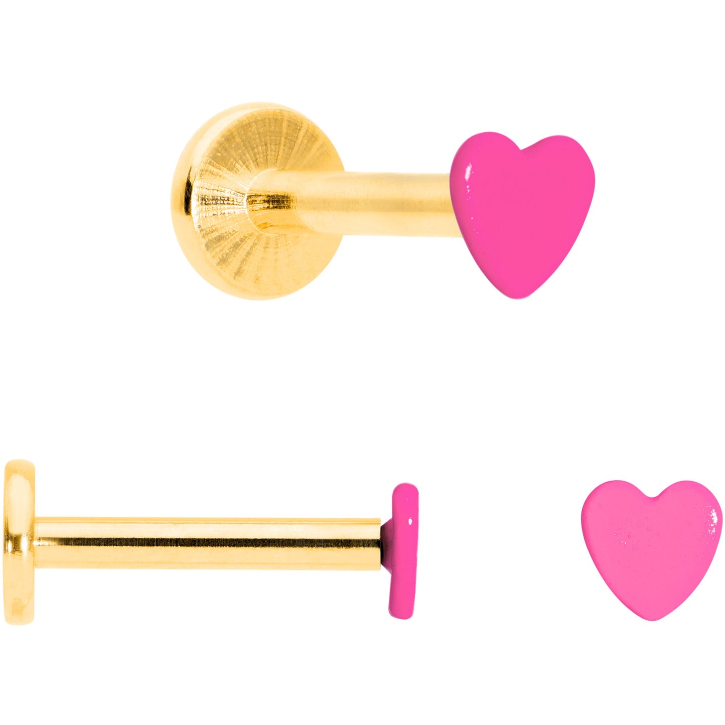 16G 5/16 Gold Tone Pink Glow Star Heart Labret Set of 3
