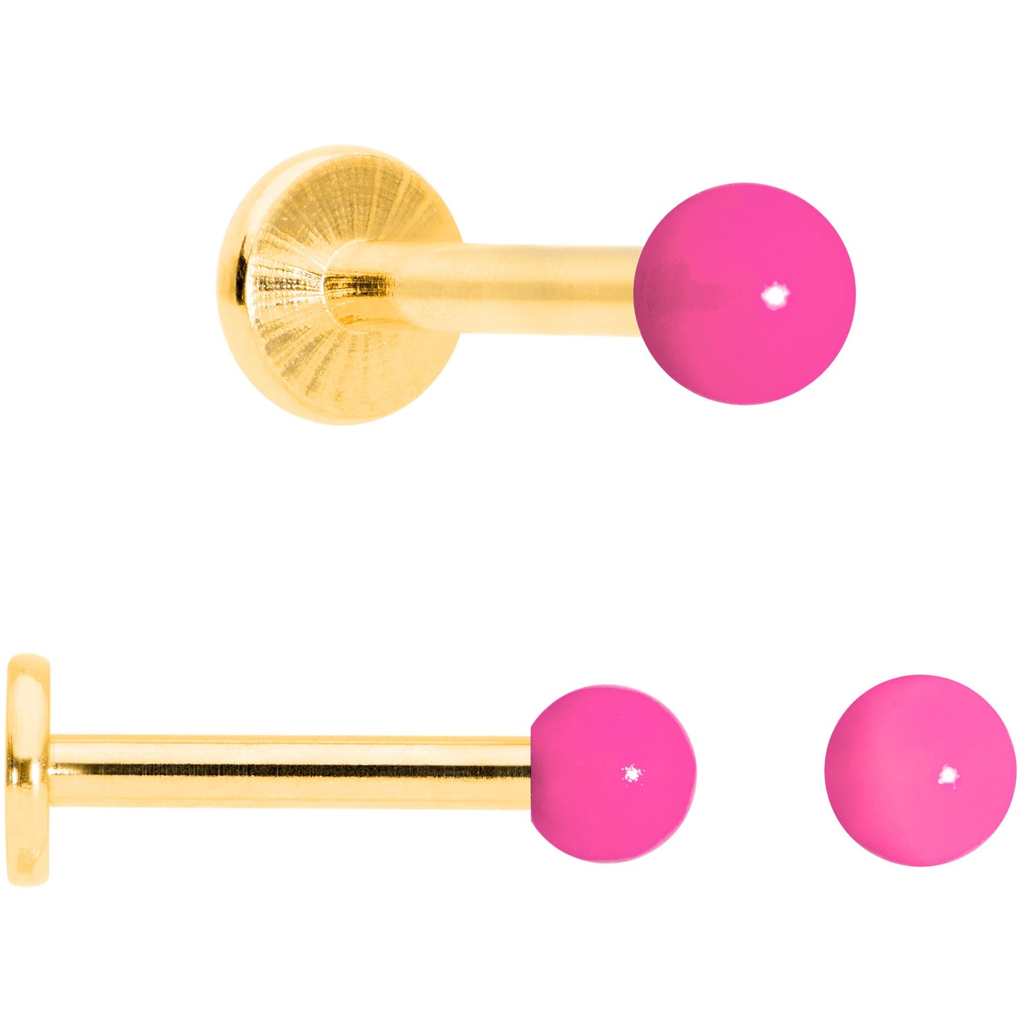 16G 5/16 Gold Tone Pink Glow Star Heart Labret Set of 3