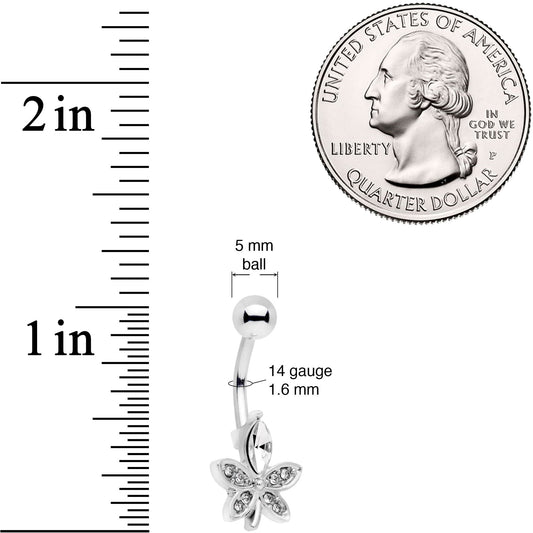 Clear Gem Beautiful Flower Belly Ring