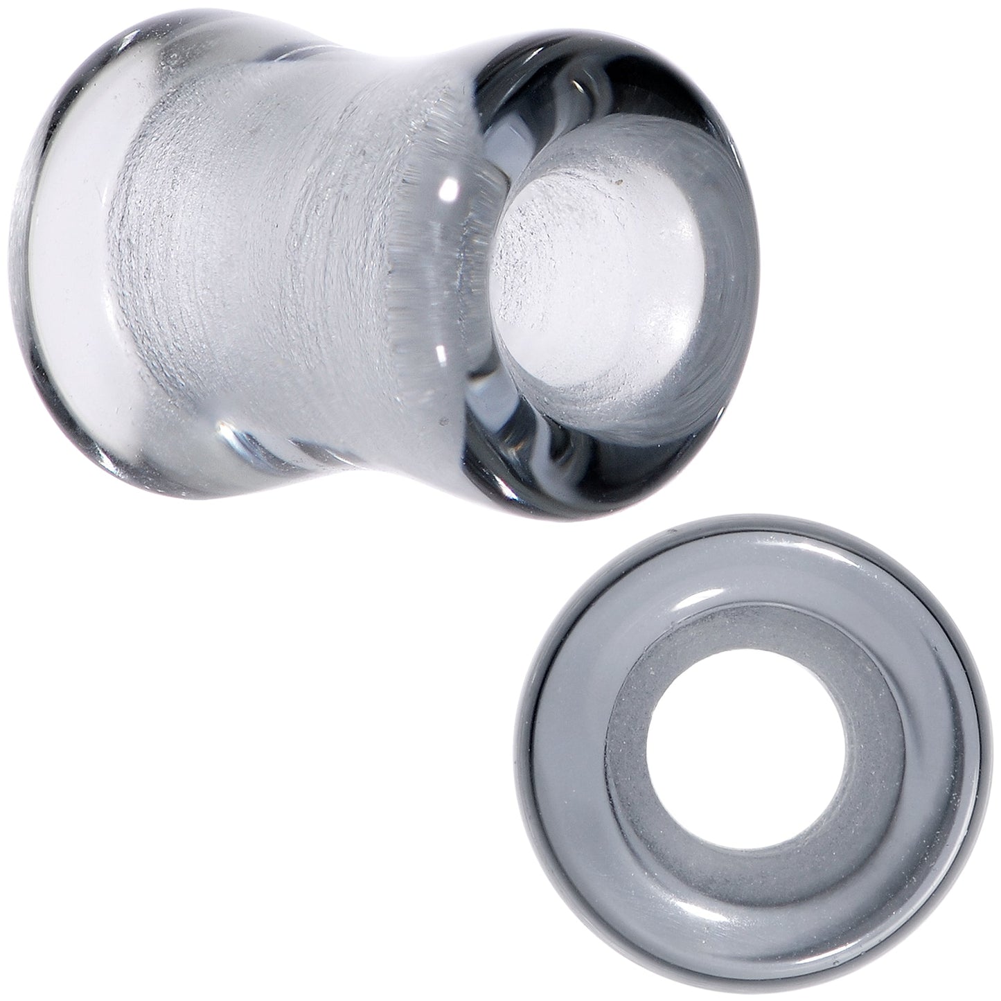 Translucent Black Glass Tunnel Plug Set 2G to 1 Inch