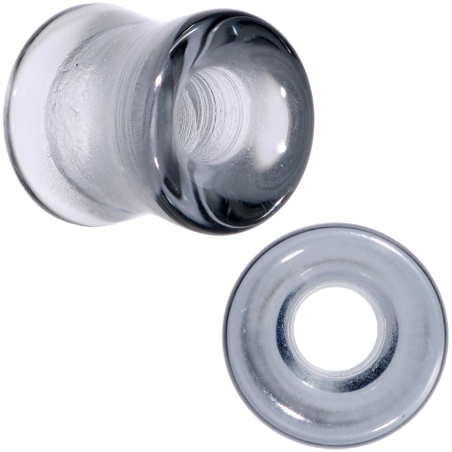 Translucent Black Glass Tunnel Plug Set 2G to 1 Inch
