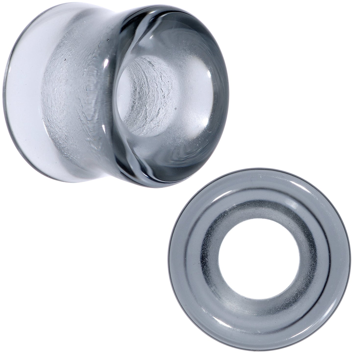 Translucent Black Glass Tunnel Plug Set 2G to 1 Inch