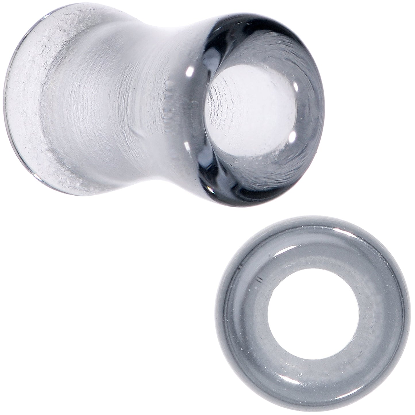 Translucent Black Glass Tunnel Plug Set 2G to 1 Inch