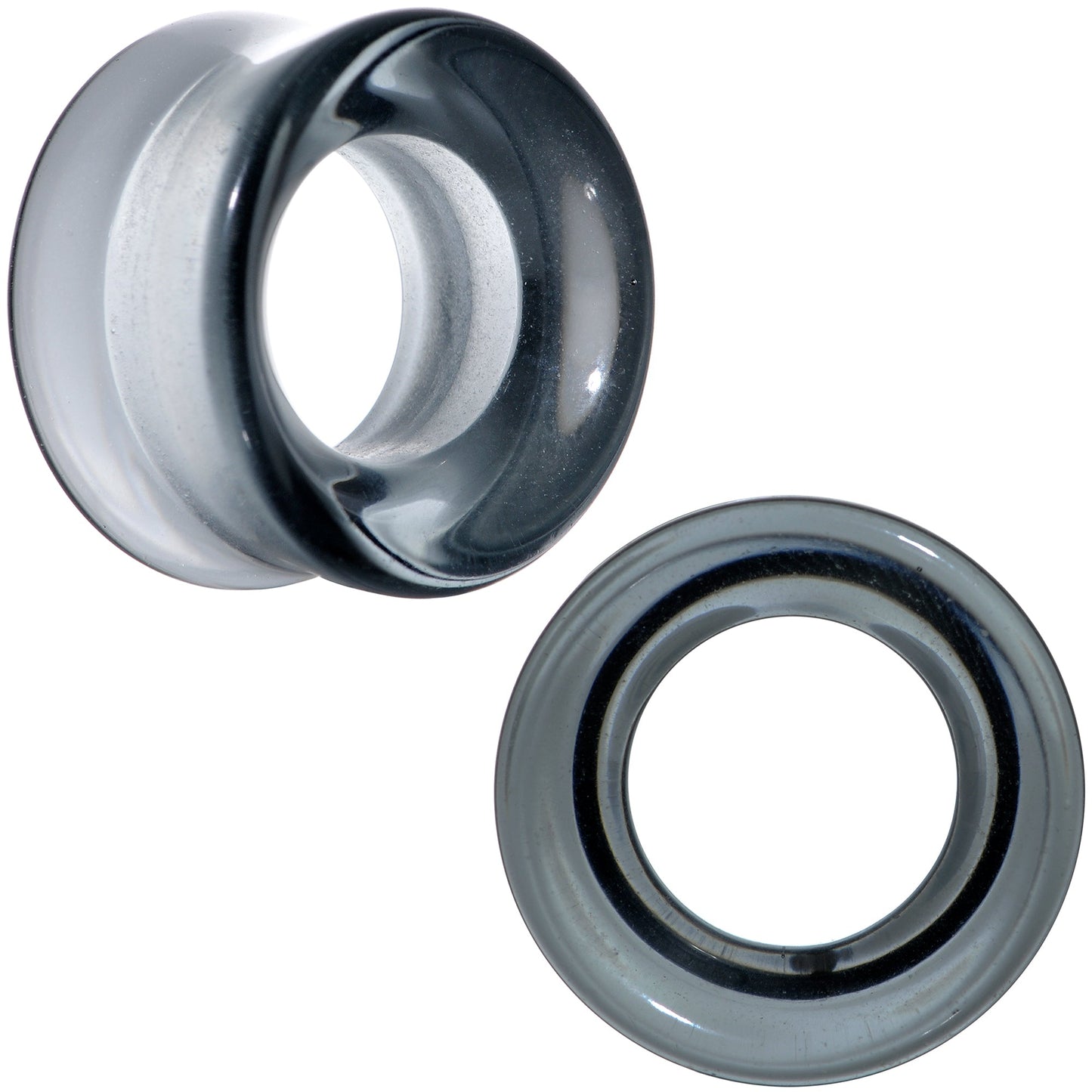 Translucent Black Glass Tunnel Plug Set 2G to 1 Inch