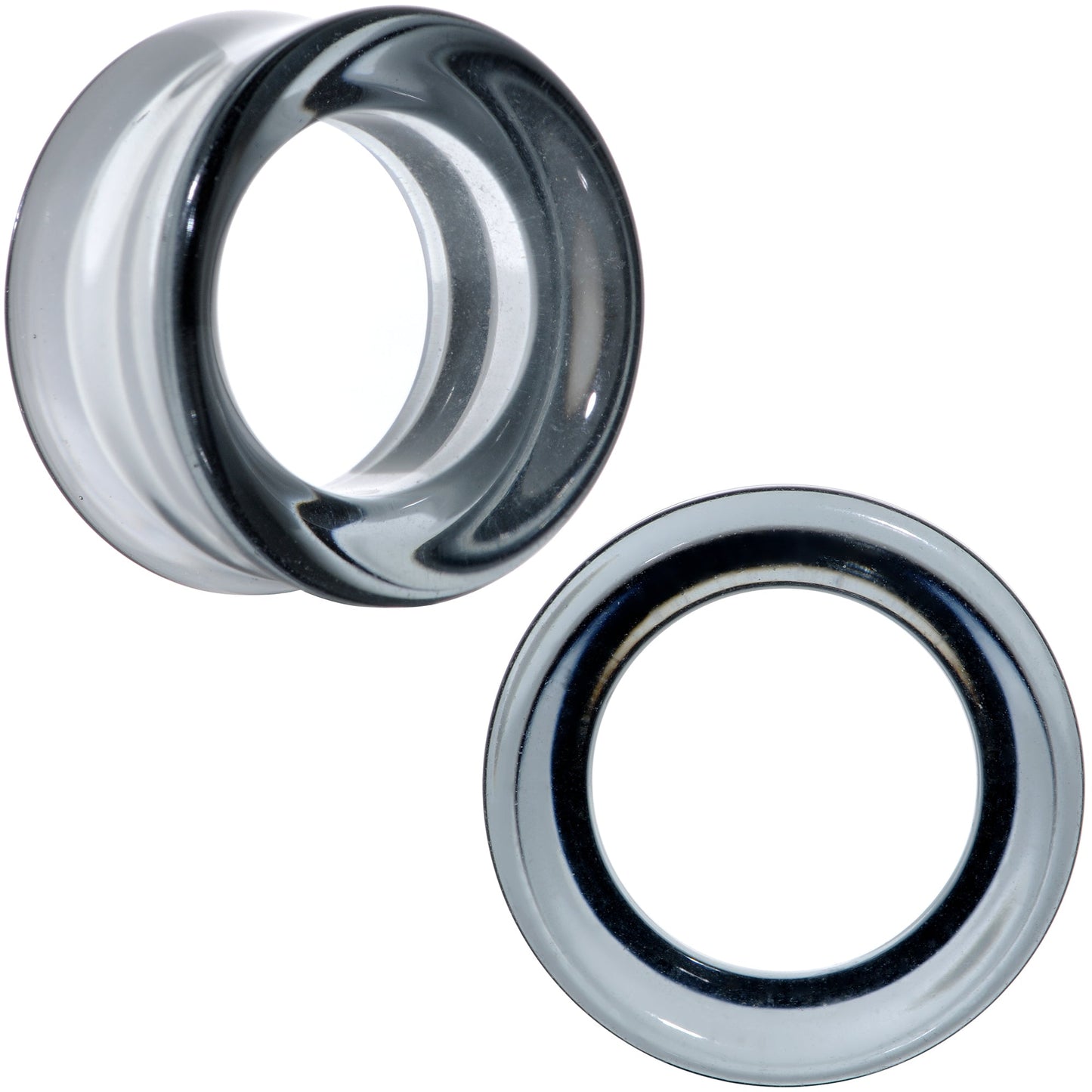 Translucent Black Glass Tunnel Plug Set 2G to 1 Inch