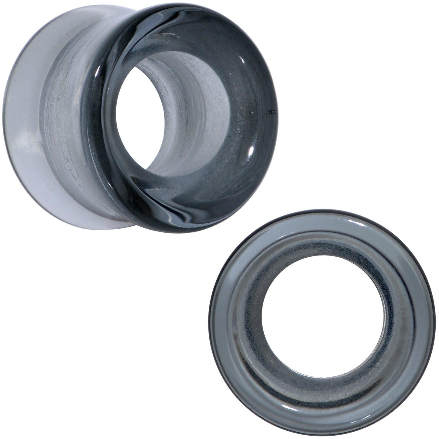 Translucent Black Glass Tunnel Plug Set 2G to 1 Inch
