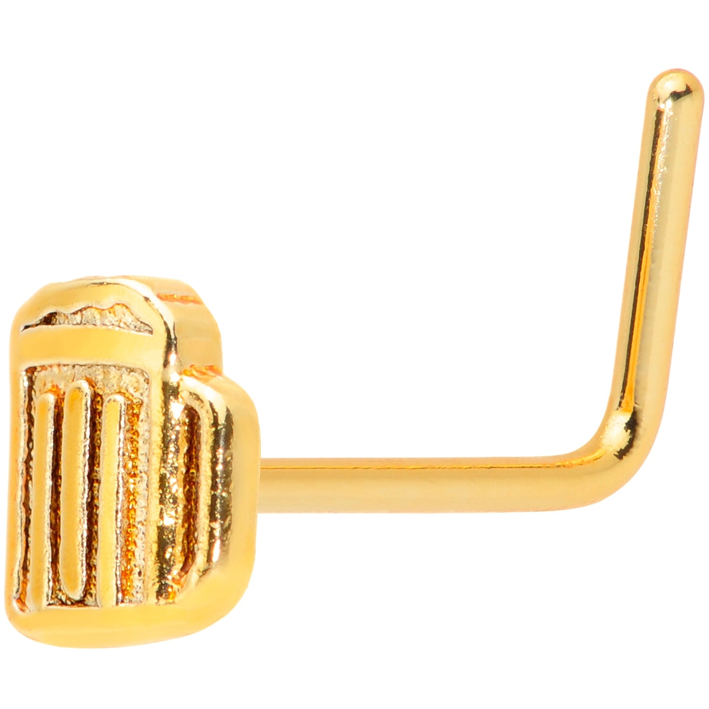 22G 5/16 Gold Tone Happy Hour Beer Mug L Shaped Nose Ring