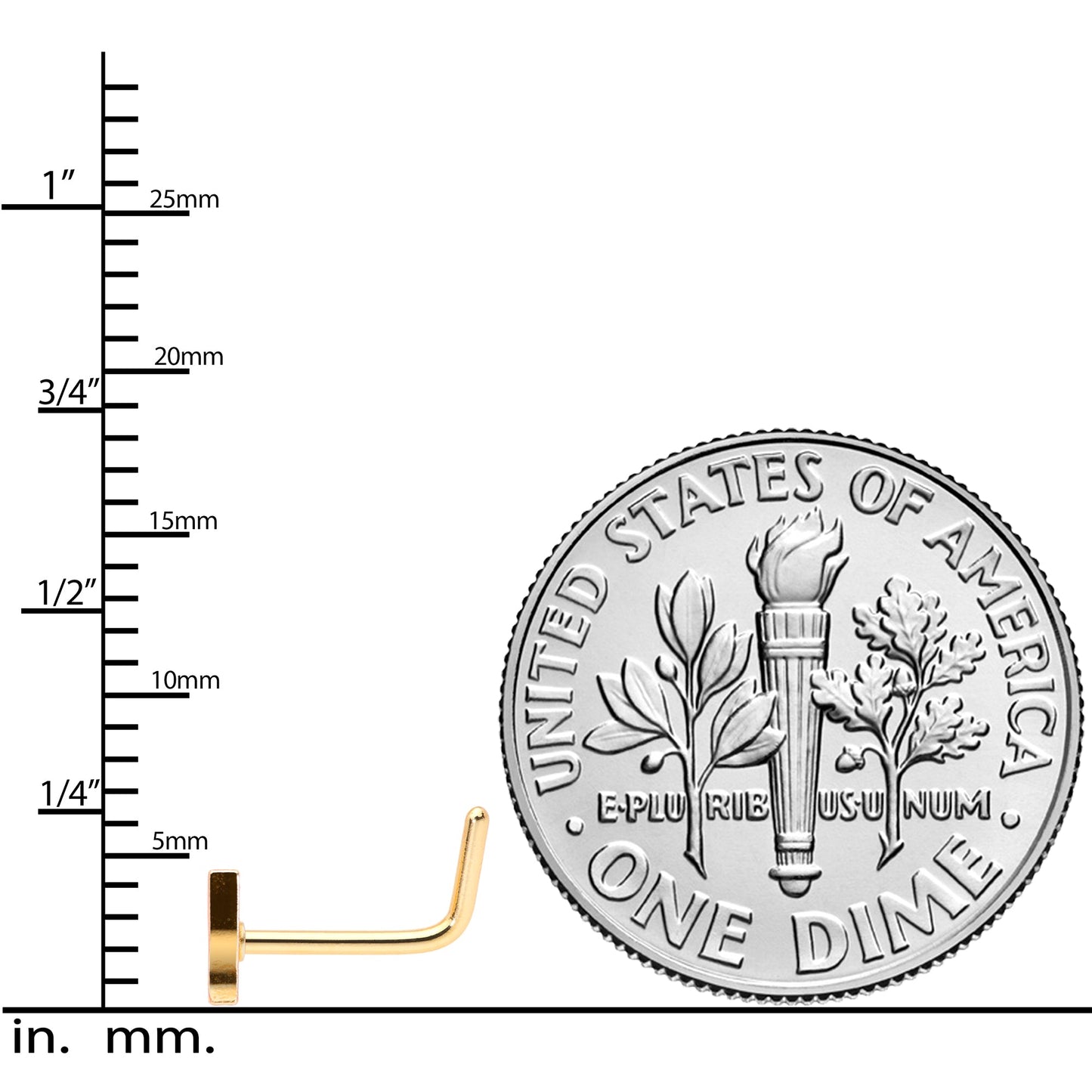 20G 5/16 Gold Tone Glass of Champagne L Shaped Nose Ring