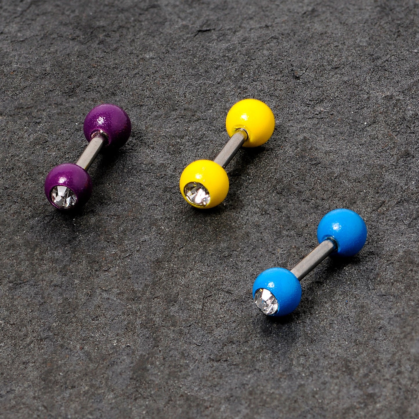 16G 1/4" Clear Gem Color Glow Straight Barbell Cartilage Set