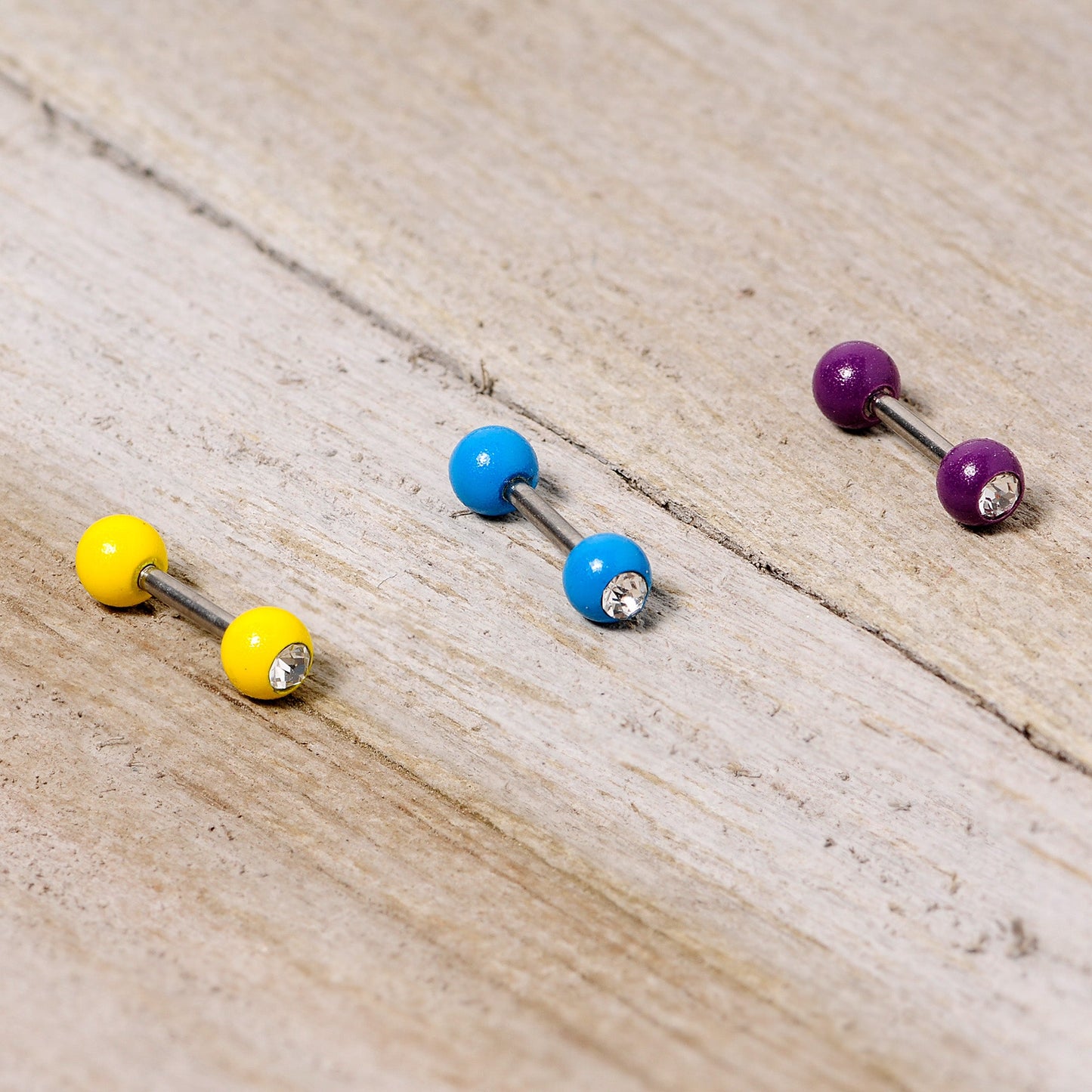 16G 1/4" Clear Gem Color Glow Straight Barbell Cartilage Set