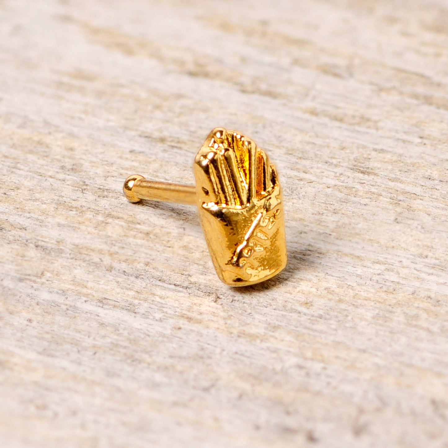 20G 1/4 Gold Tone Fast Food French Fries Nose Bone