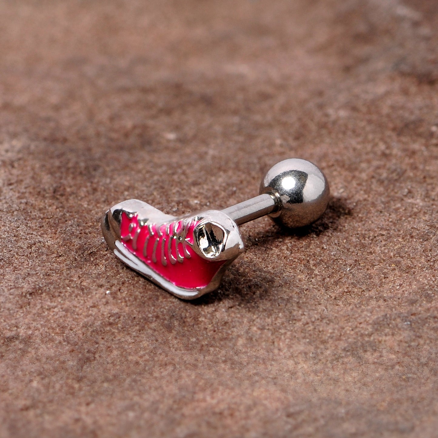 16G 1/4 Pink High Top Sneaker Cartilage Tragus Earring