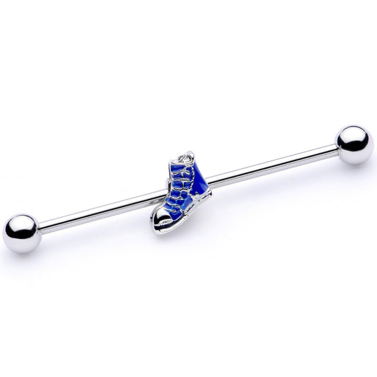 14G Blue High Top Sneaker Industrial Barbell 38mm