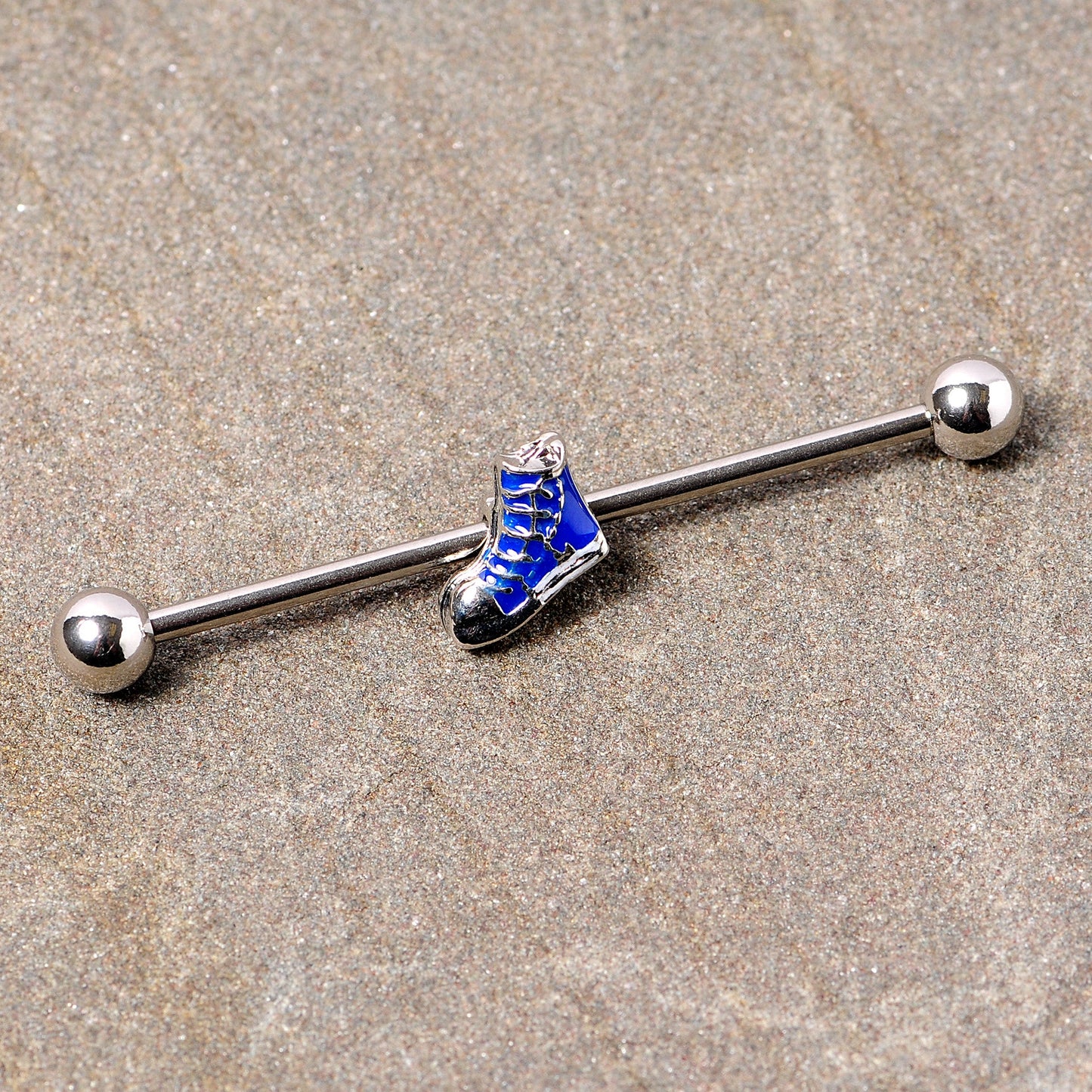 14G Blue High Top Sneaker Industrial Barbell 38mm