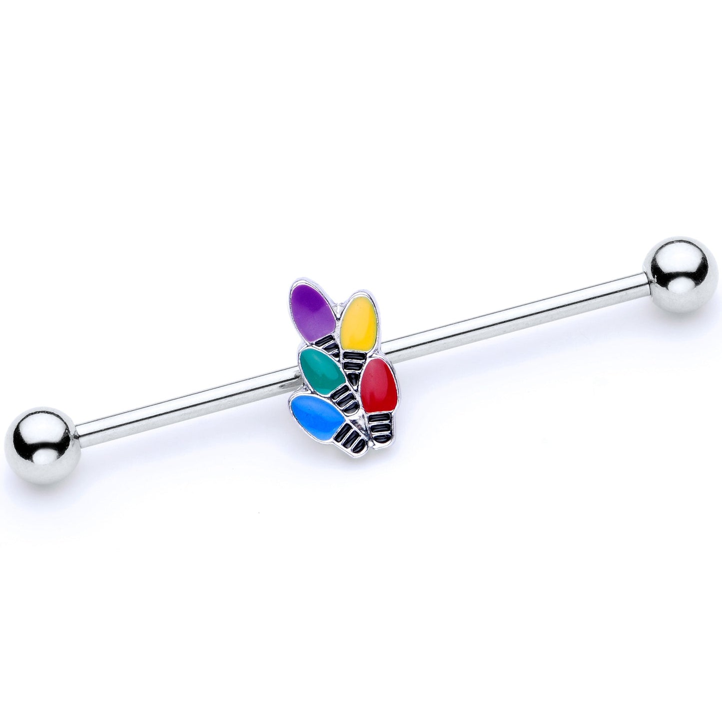 14G Christmas Lights Industrial Barbell 38mm