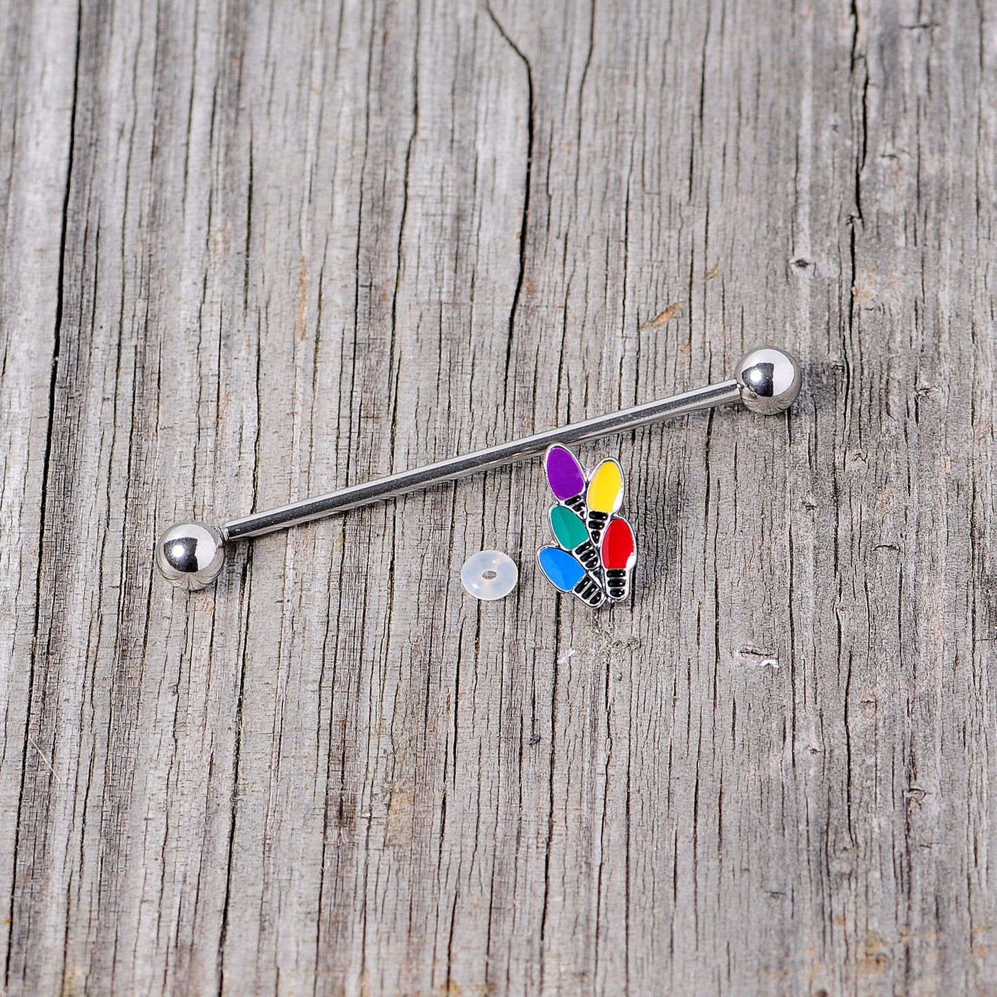 14G Christmas Lights Industrial Barbell 38mm