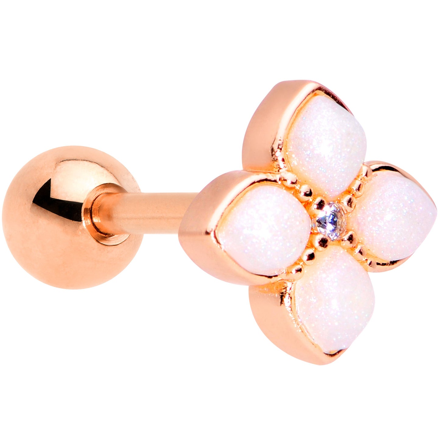 16G 1/4 Clear Gem Rose Gold Tone Renaissance Cartilage Tragus