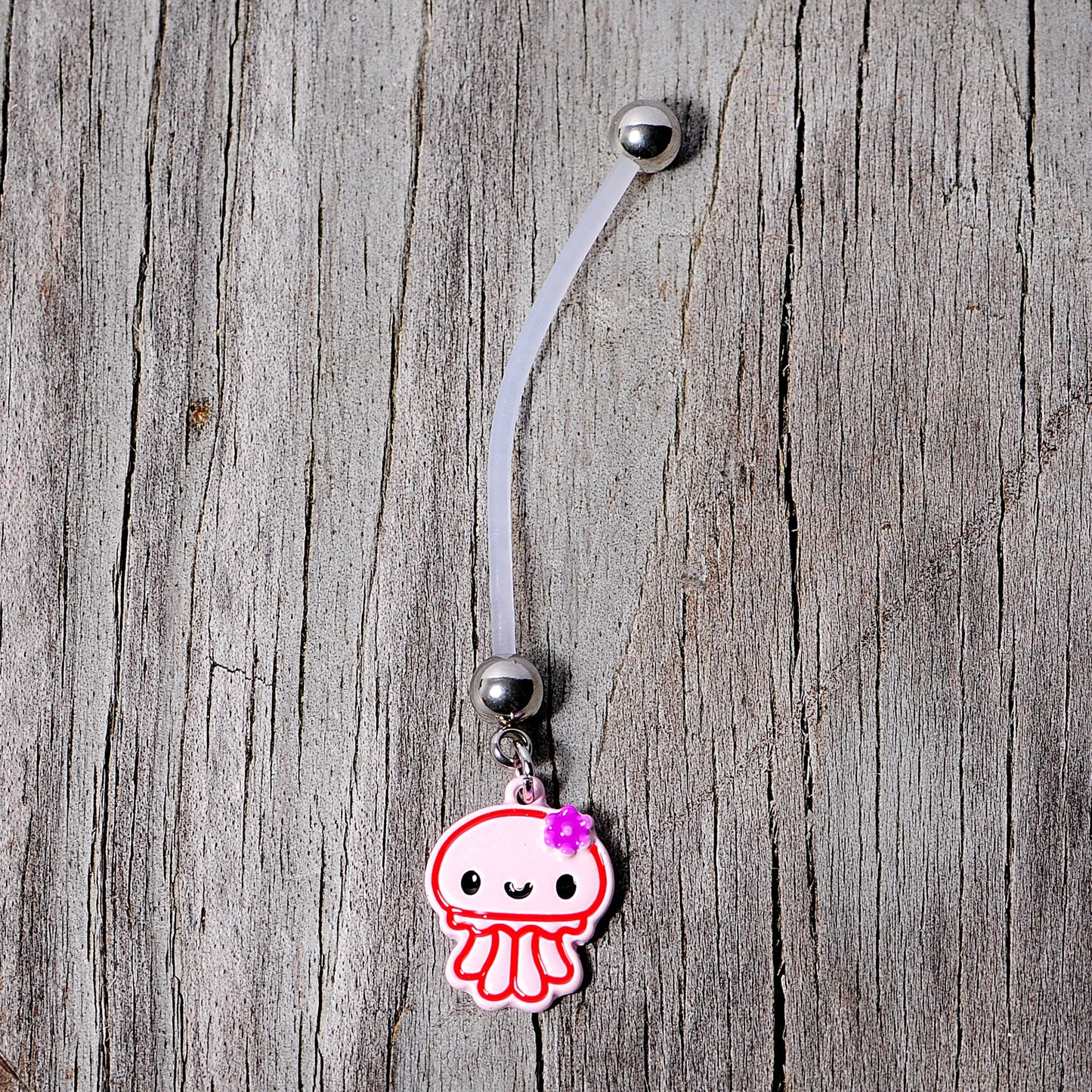Bundle of Joy Baby Pink Squid Jellyfish Nautical Dangle Pregnancy Belly Ring