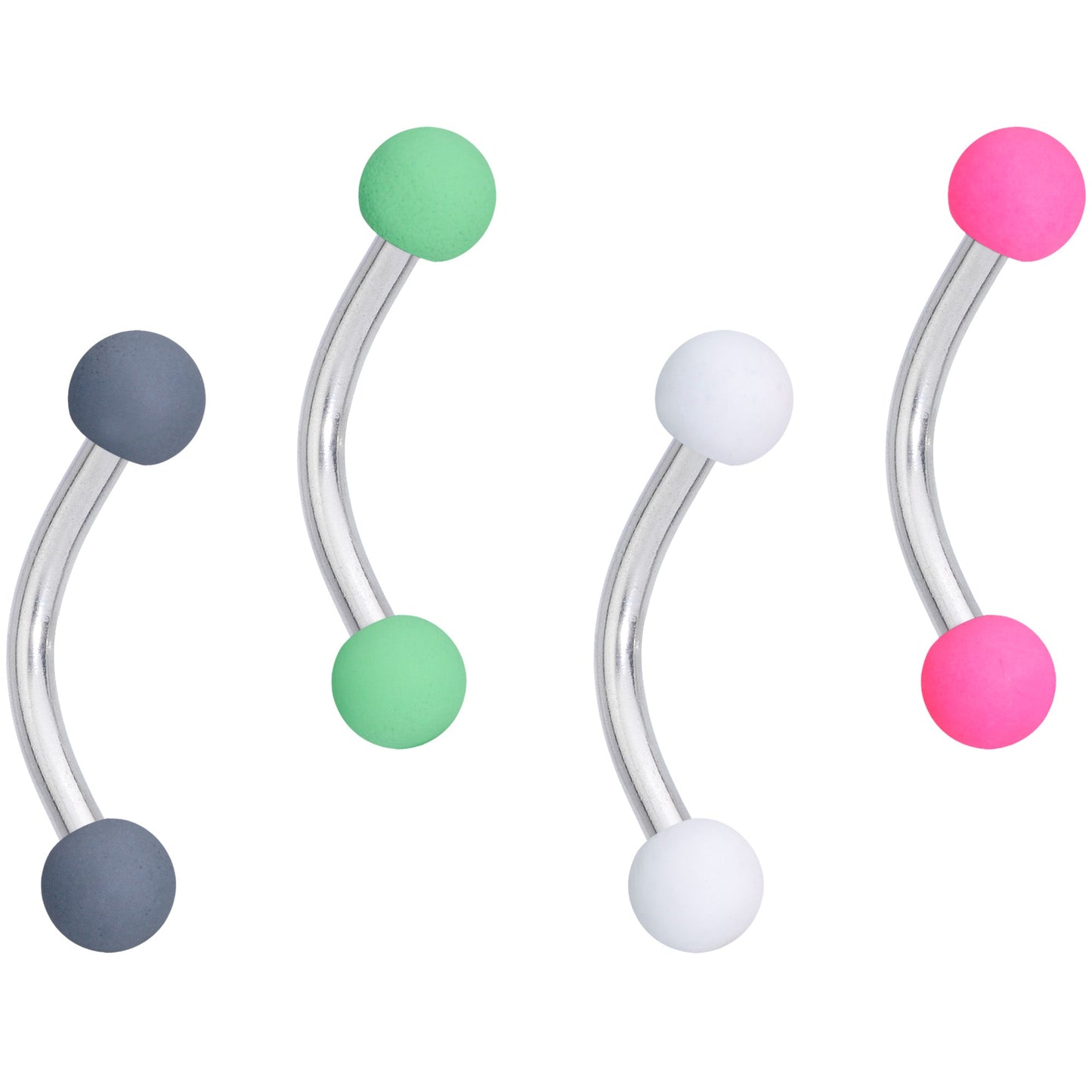 16G 5/16 Pink Green Matte Curved Eyebrow Ring Set of 4
