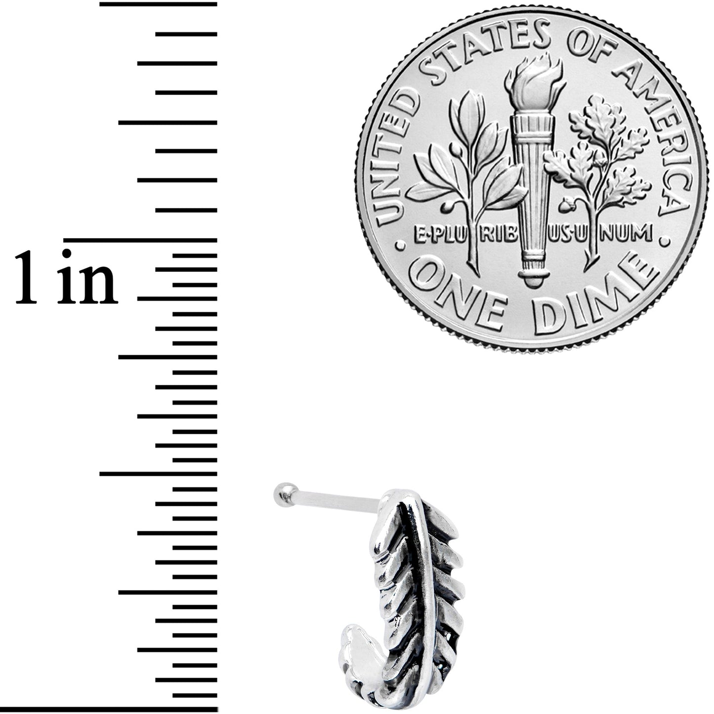 20G 3/8 Steel Feather Faux Hoop Nose Bone