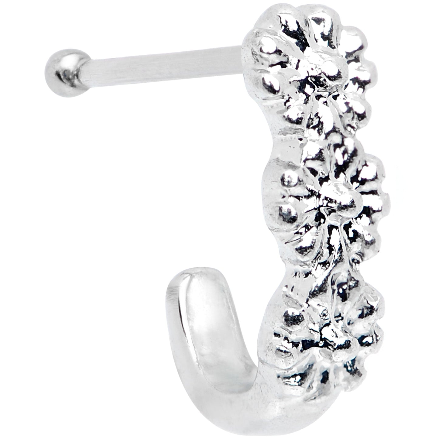 20G 3/8 Steel Daisy Chain Flower Faux Hoop Nose Bone