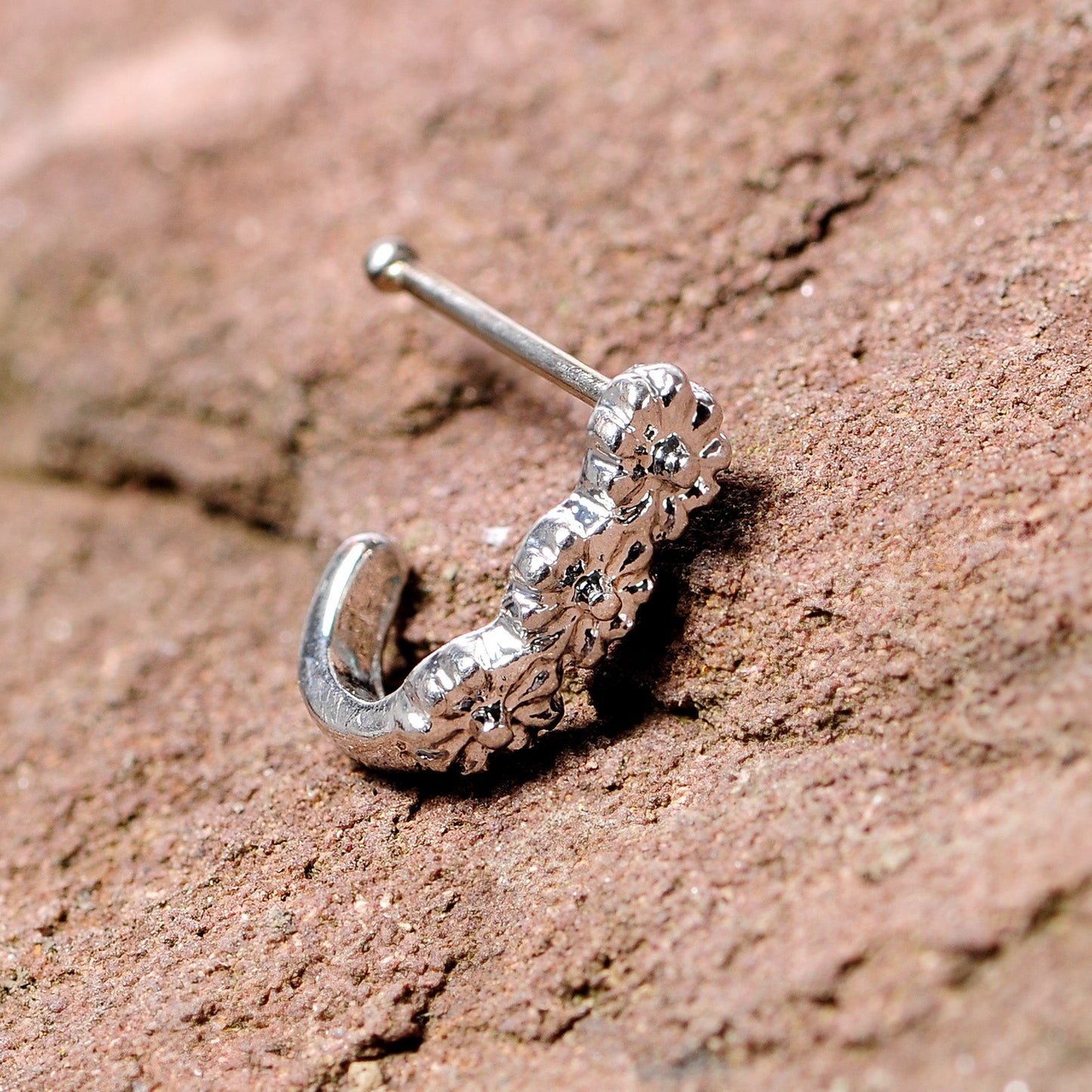 20G 3/8 Steel Daisy Chain Flower Faux Hoop Nose Bone